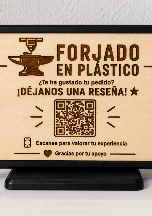 Soporte QR Personalizado para Reseñas de Google | Logo de Empresa | Grabado Láser