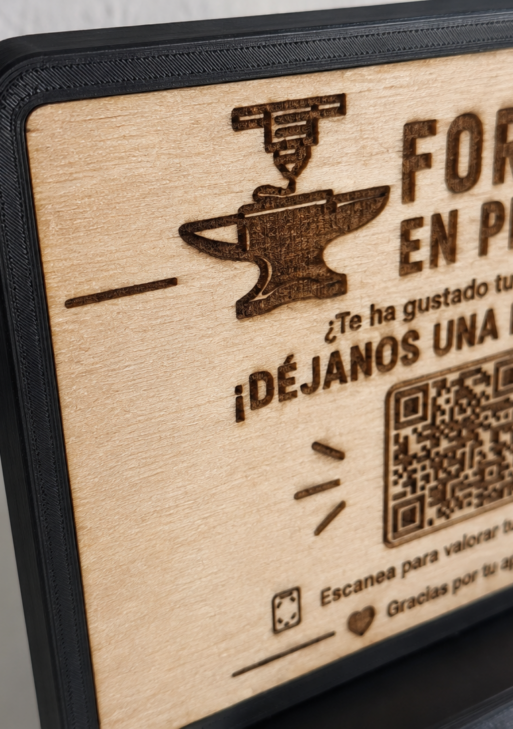 Soporte QR Personalizado para Reseñas de Google | Logo de Empresa | Grabado Láser